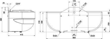 Doppel-Schwimmertränke S60 für Wand- und Rohrmontage