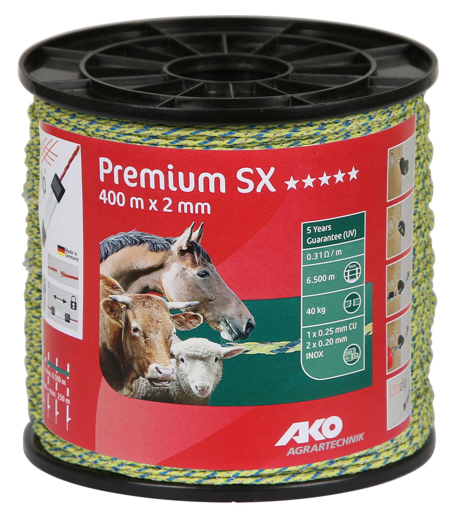 Premium SX Litze, PE,2mm,400m, gelb/blau,2x0,20 Niro+1x0,25Cu